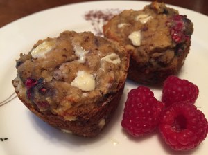 Raspberry Banana White Chocolate Chip Muffins 