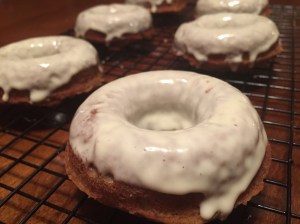 Paleo Banana Bread Donuts with White Chocolate Glaze