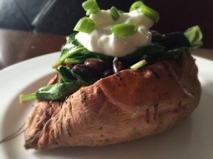 Black Bean and Spinach Stuffed Sweet Potato