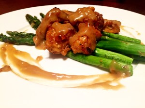Maple Glazed Tempeh with Baked Asparagus 