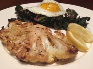 Roasted Cauliflower Steak with Kale Sprouts