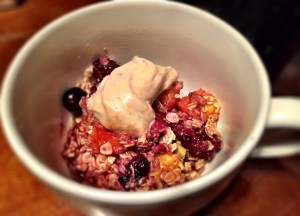 Vegan Peach, Blackberry and Blueberry Crumble with Banana Ice Cream
