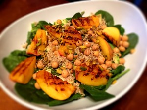 Grilled Peach Summer Salad with Orange Champagne Vinaigrette 
