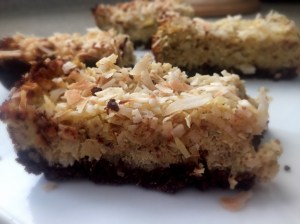 Pineapple Coconut Bars With Chocolate Date Crust